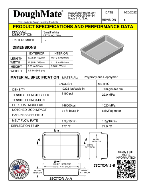 Small Growing Tray Product Specifications and Performance